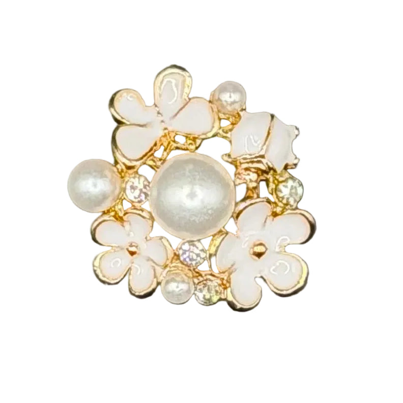 Pearl & Flower Cluster (Metal) Shoe Charm