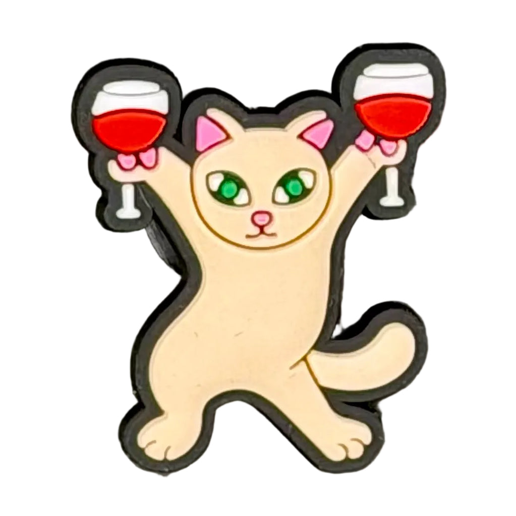 Cat With Wine Shoe Charm